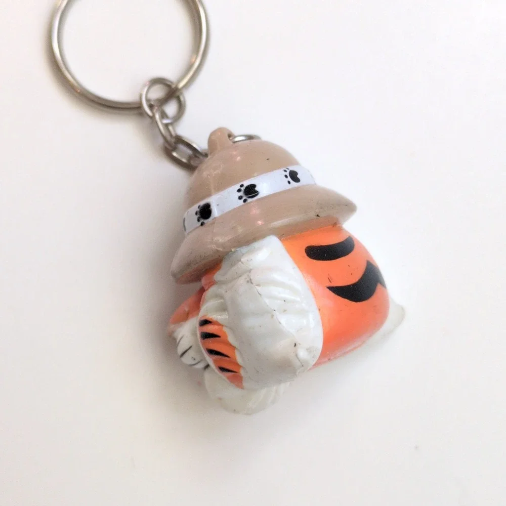 Vtg 90s Exxon Gas Tiger Keychain Orange Safari Retro Novelty Fob
